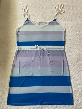 Striped Tie-Shoulder Sundress in Blue, Lavender & Mint